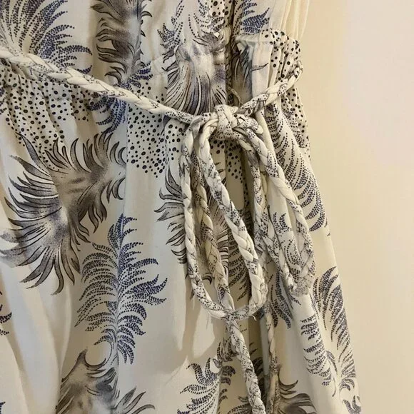 Warehouse Palm Leaf White Purple One Shoulder Tropical Dress ASO Kate Middleton - Picture 5 of 7